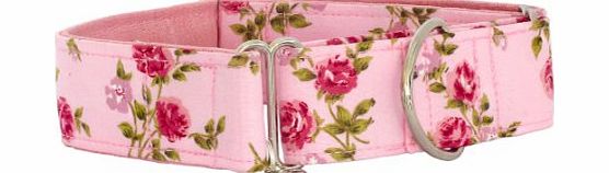 Noddy amp; Sweets Handmade Adjustable Martingale Collar 1.5`` [Roses Pink M]